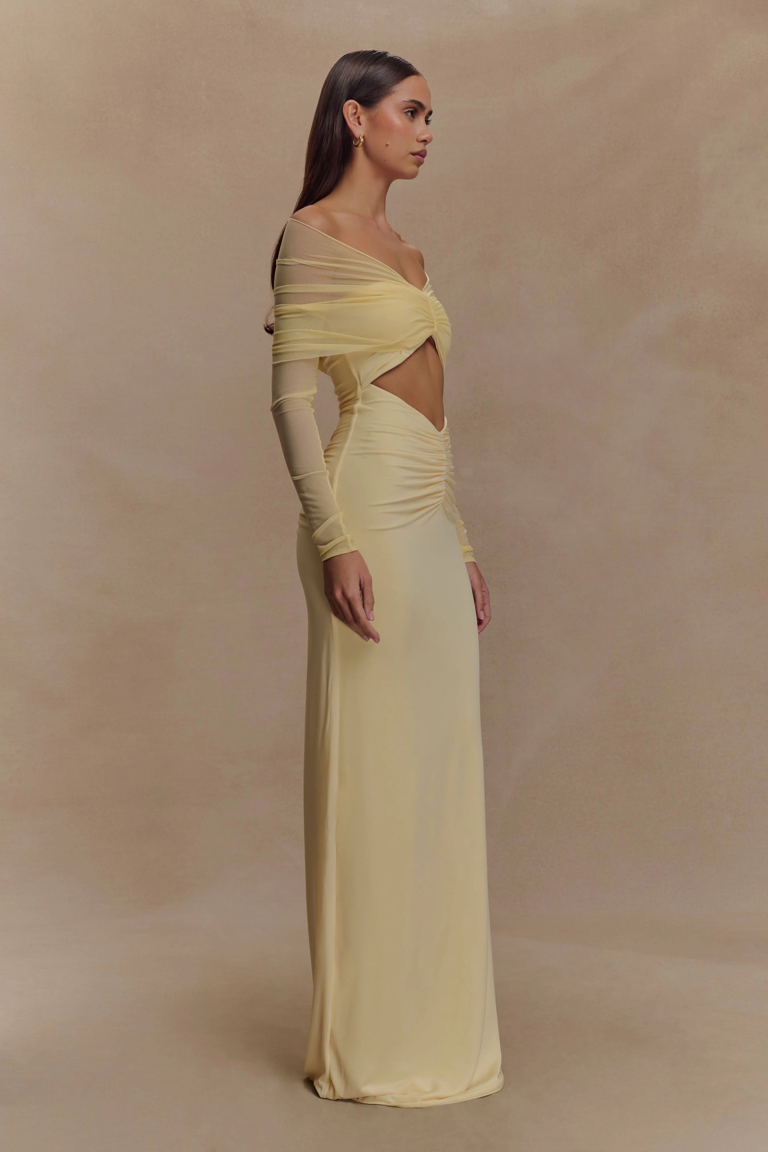 Rafaella Slinky And Mesh Maxi Dress Lemon
