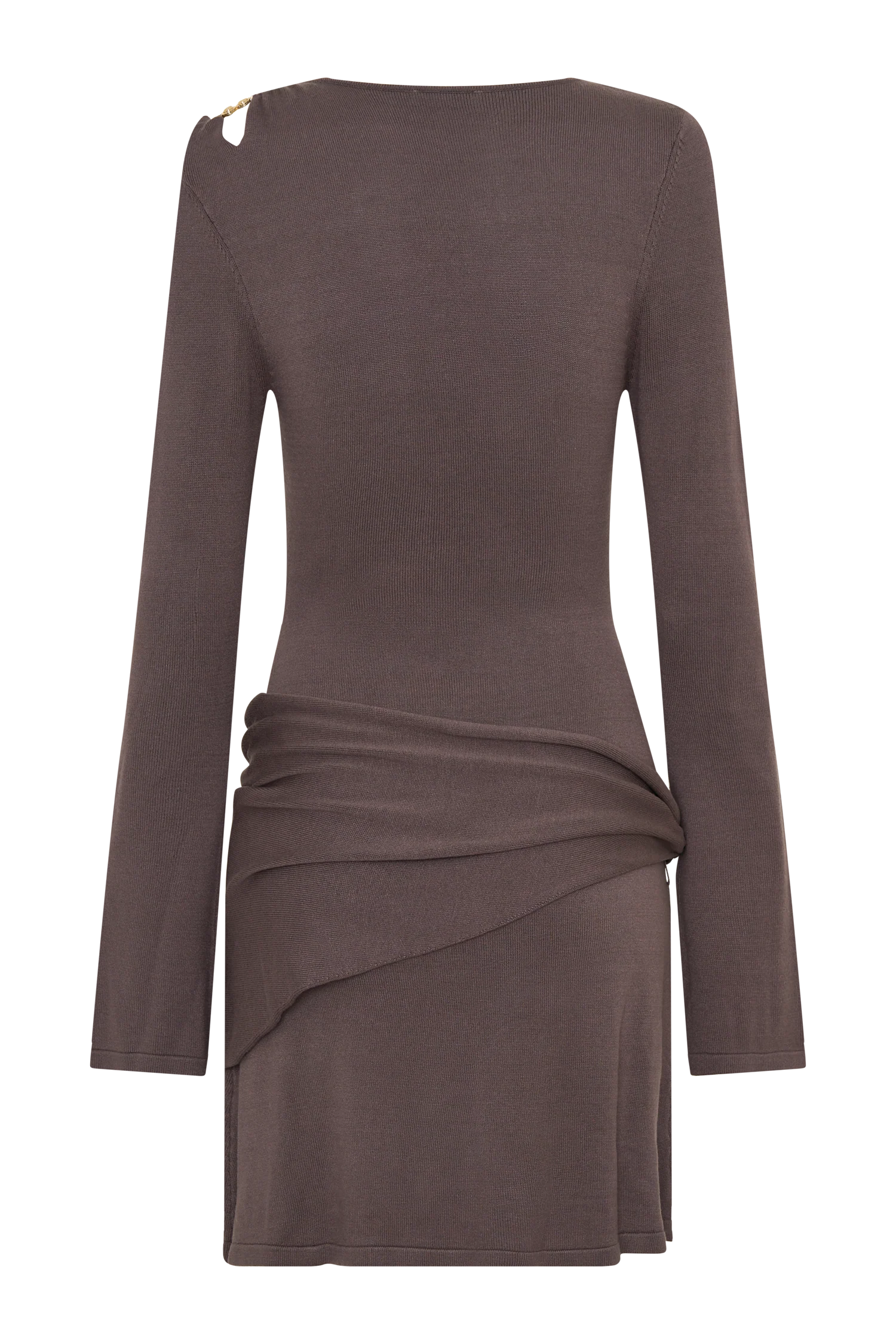 Cresida Knit Long Sleeve Mini Dress With Hardware Peppercorn