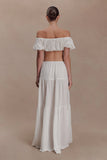 Autumn Off Shoulder Broderie Top White