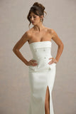 Lucia Cream Bandeau Tailored Maxi Dress With Split