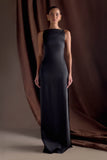 Violet Sleeveless Satin Maxi Dress Black