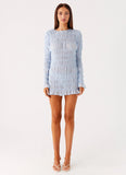Jasy Long Sleeve Mini Dress Sky Blue
