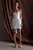 Suzette Taffeta Bow Mini Dress White