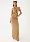 Olyssia Shimmer Maxi Skirt Shimmer Gold