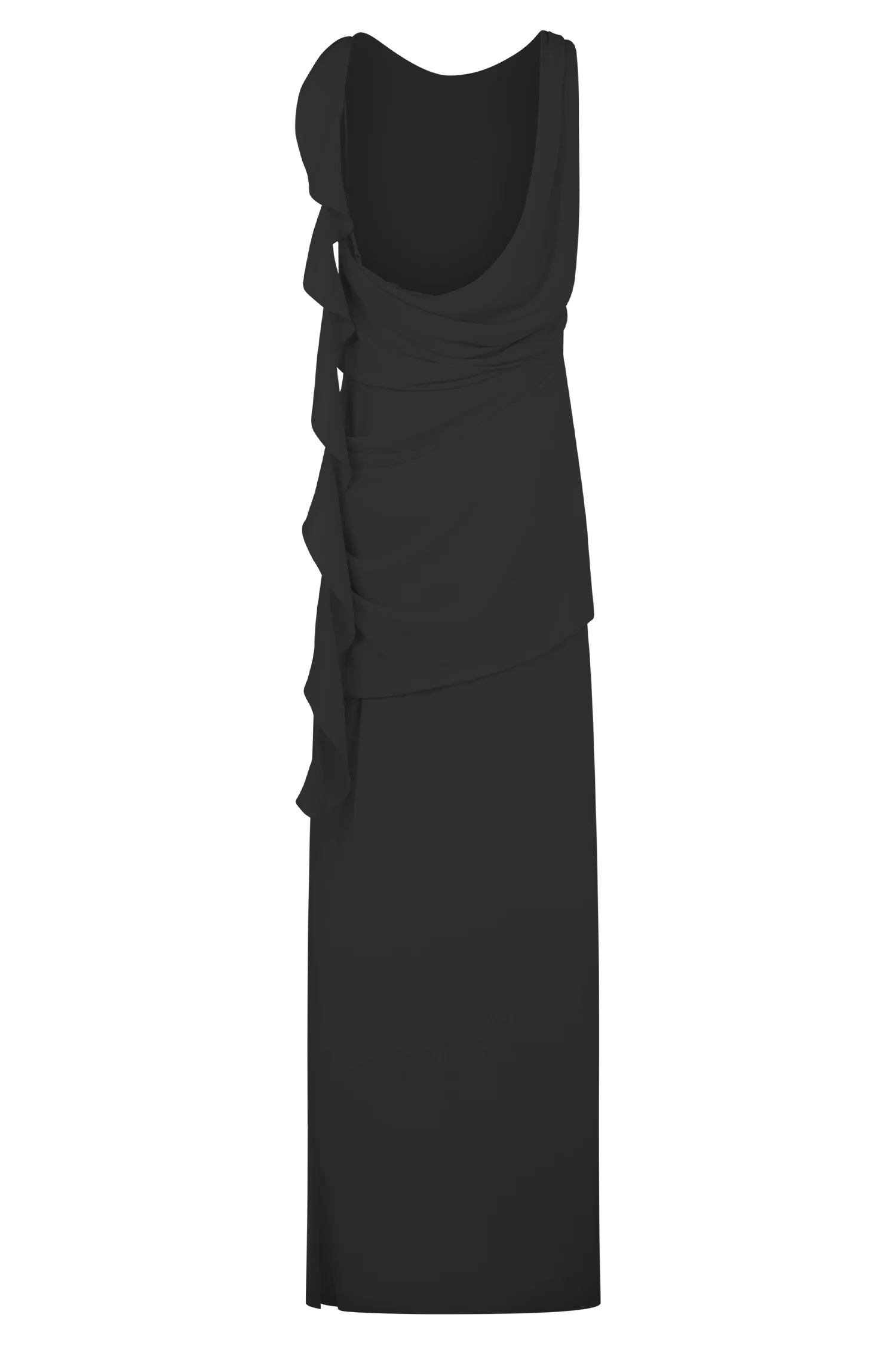 Daria Draped Chiffon Maxi Dress Black