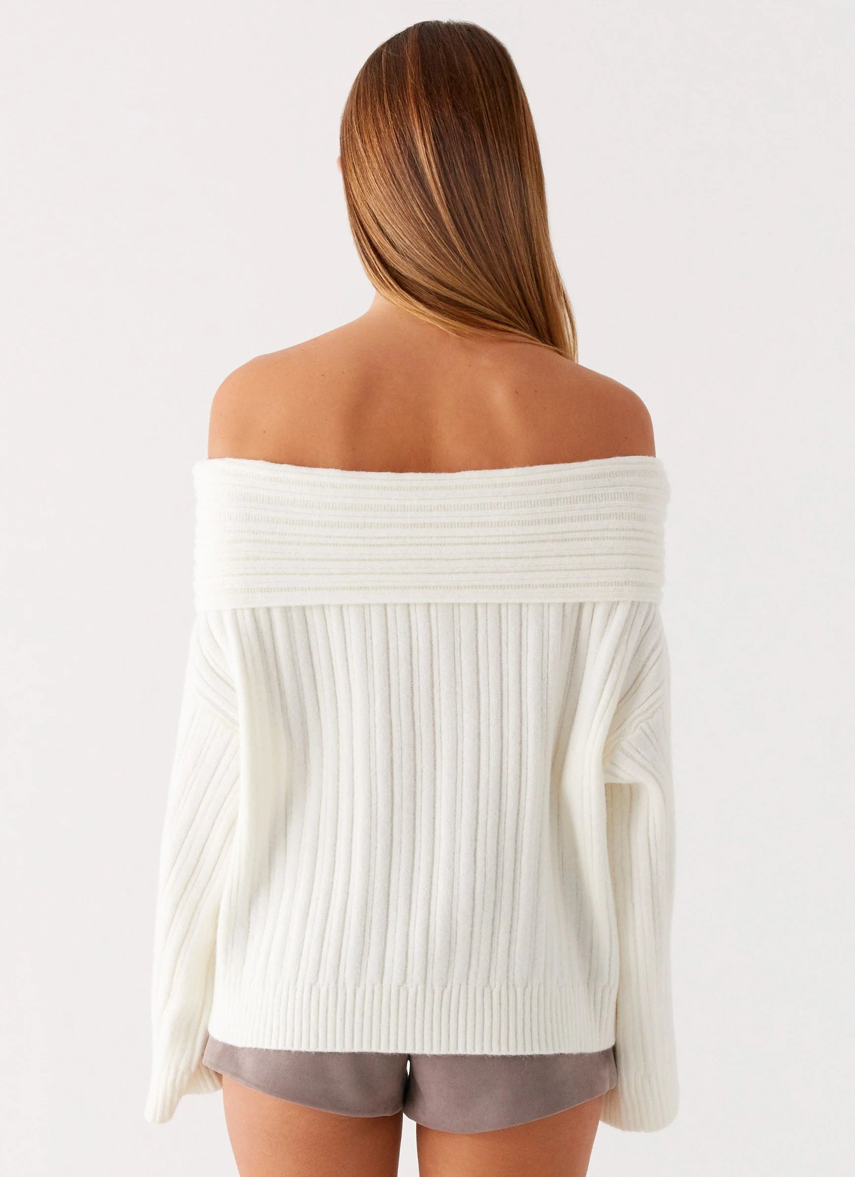 Federica Off Shoulder Knit White