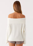 Federica Off Shoulder Knit White