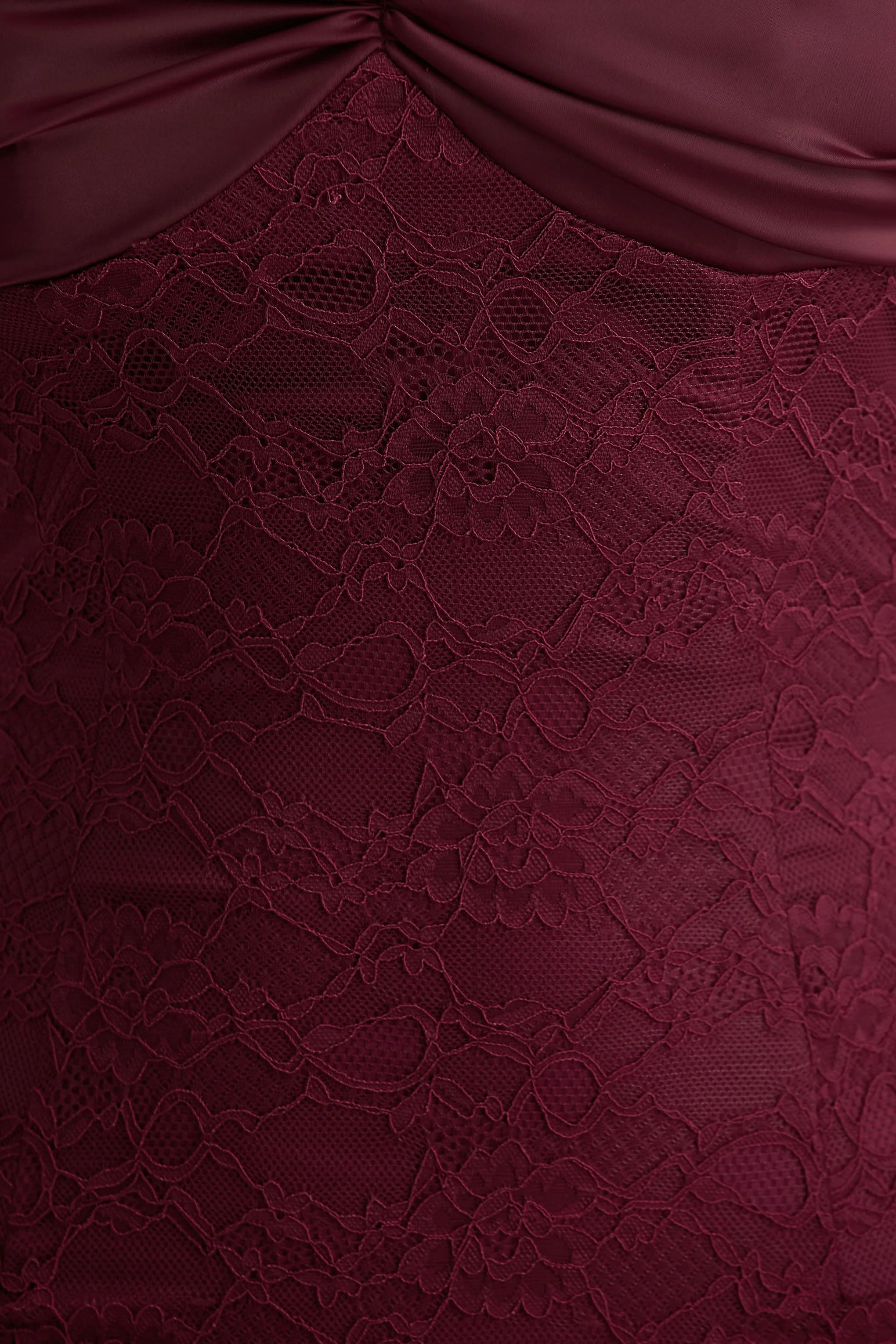 Juana Burgundy Lace And Satin Sweetheart Neck Satin Maxi Dress