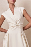 Kylen White V Neck Midi Dress