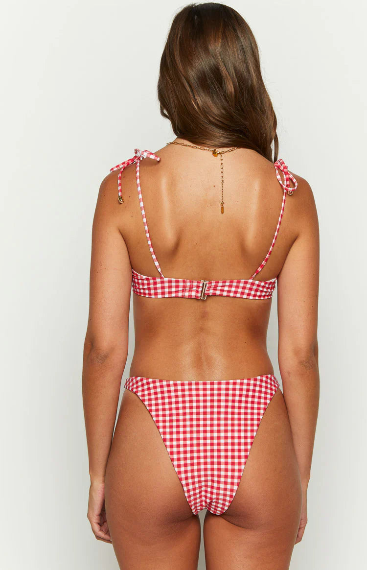 90 Swim Bianca Red Gingham Bikini Top
