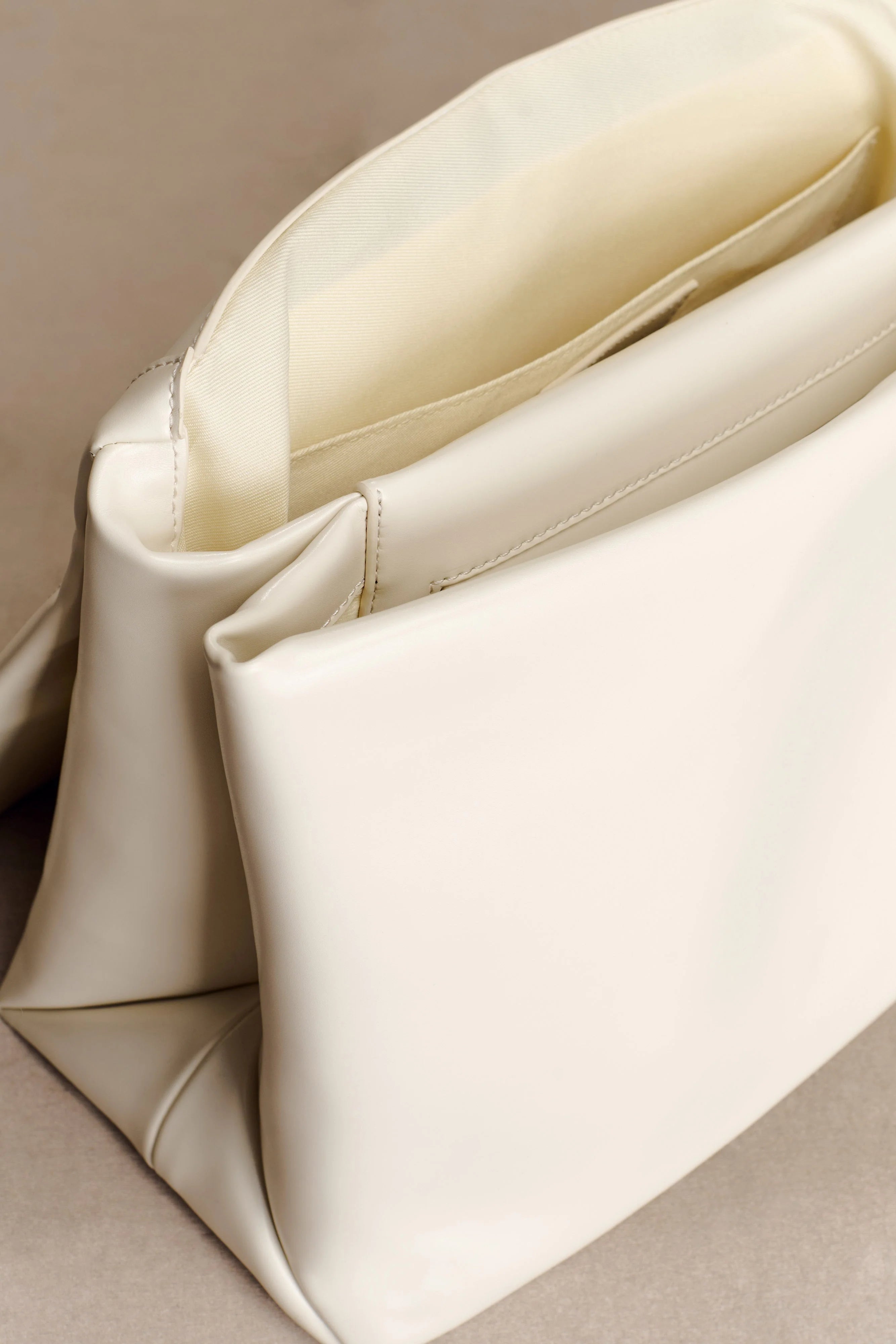 Kiera Faux Leather Oversized Clutch Ivory