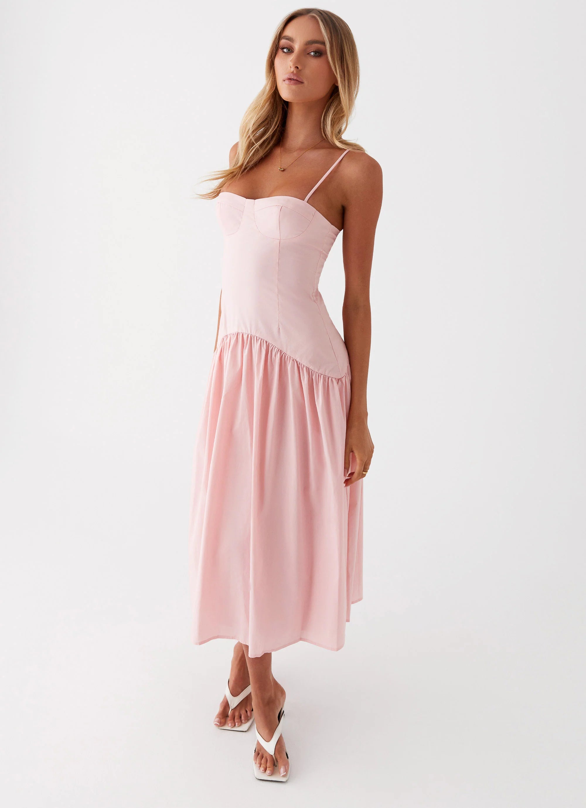 Yvette Corset Midi Dress Pink