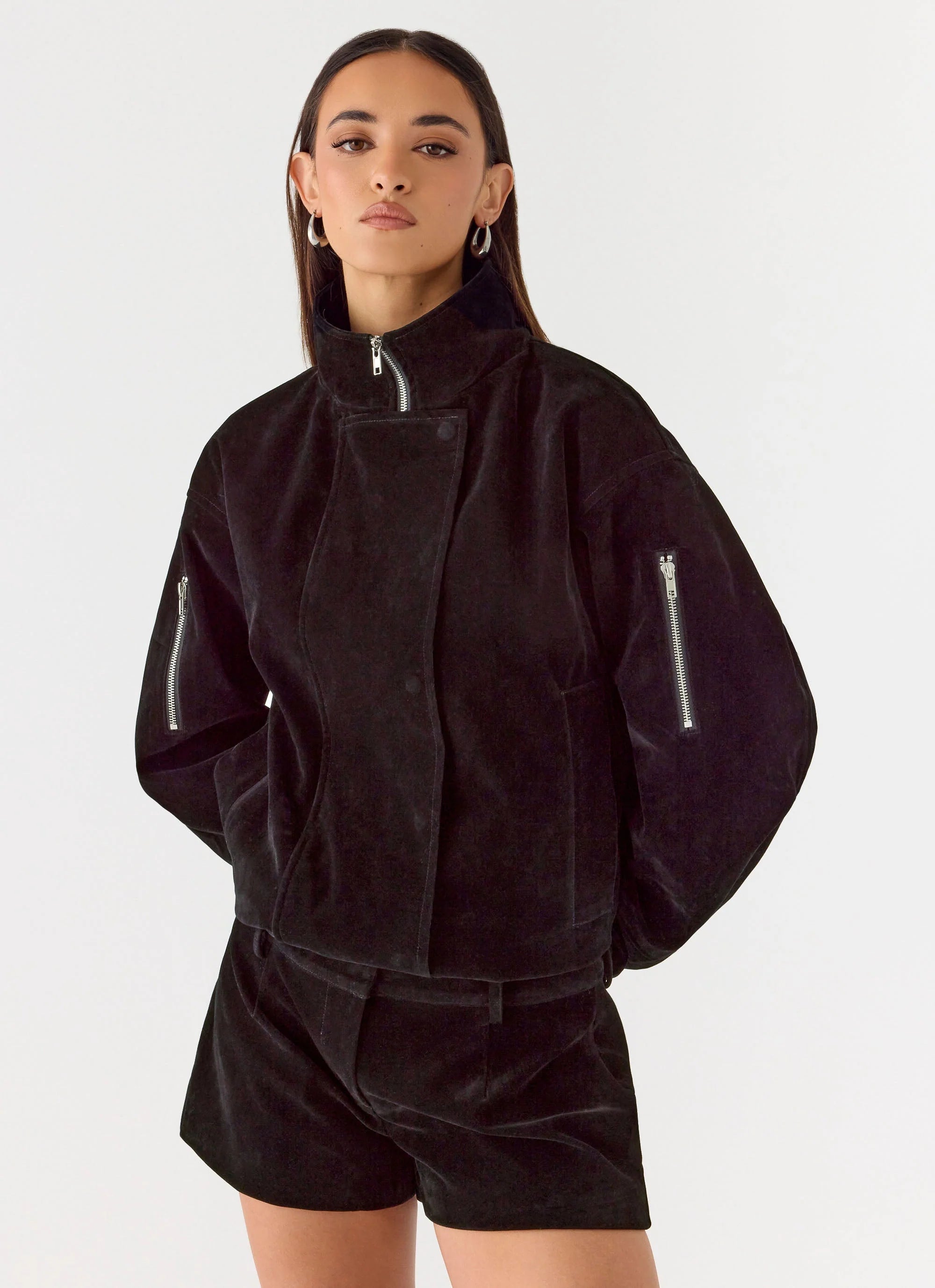 Marlow Faux Suede Jacket Black