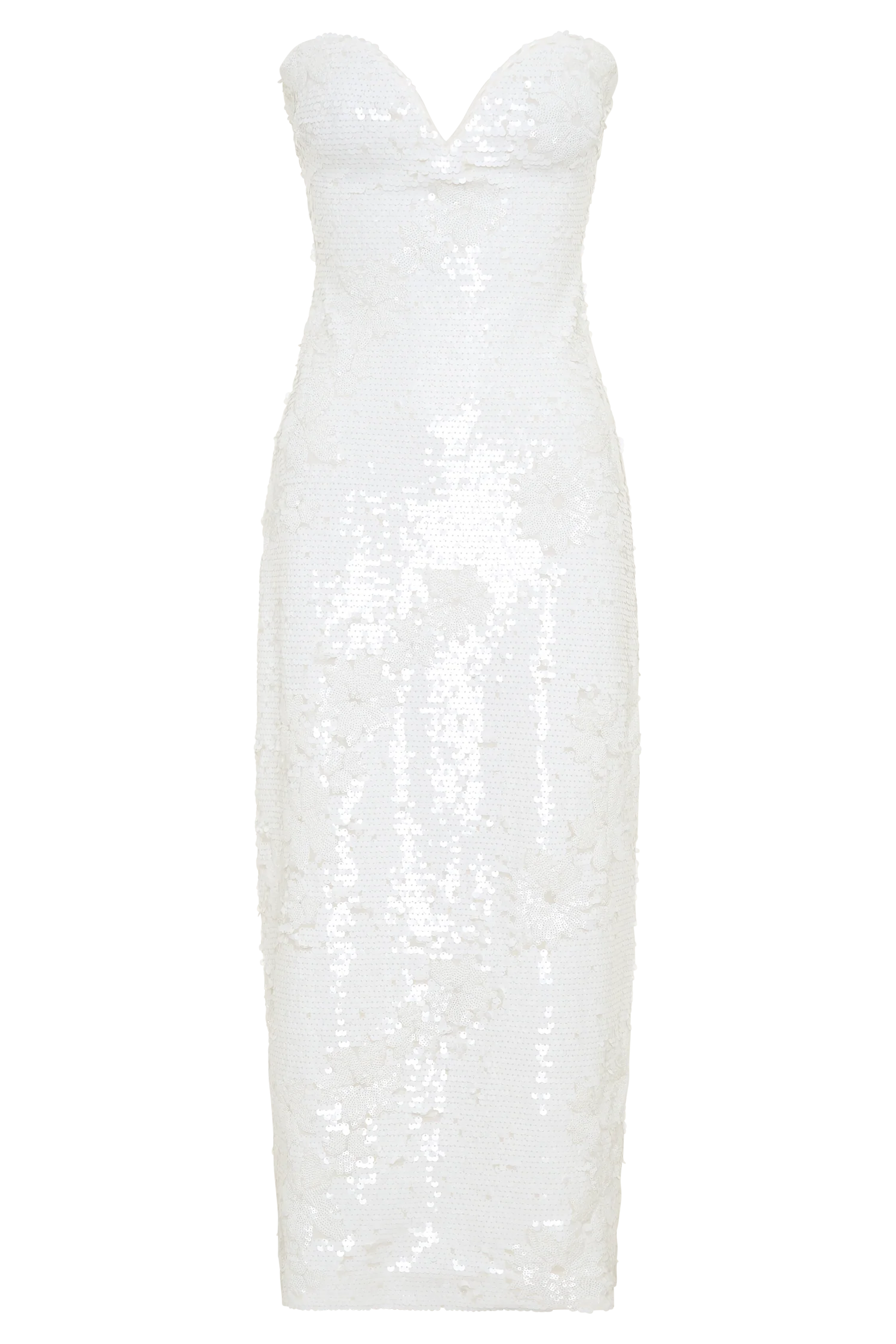 Maisie Strapless Sequin Midi Dress White