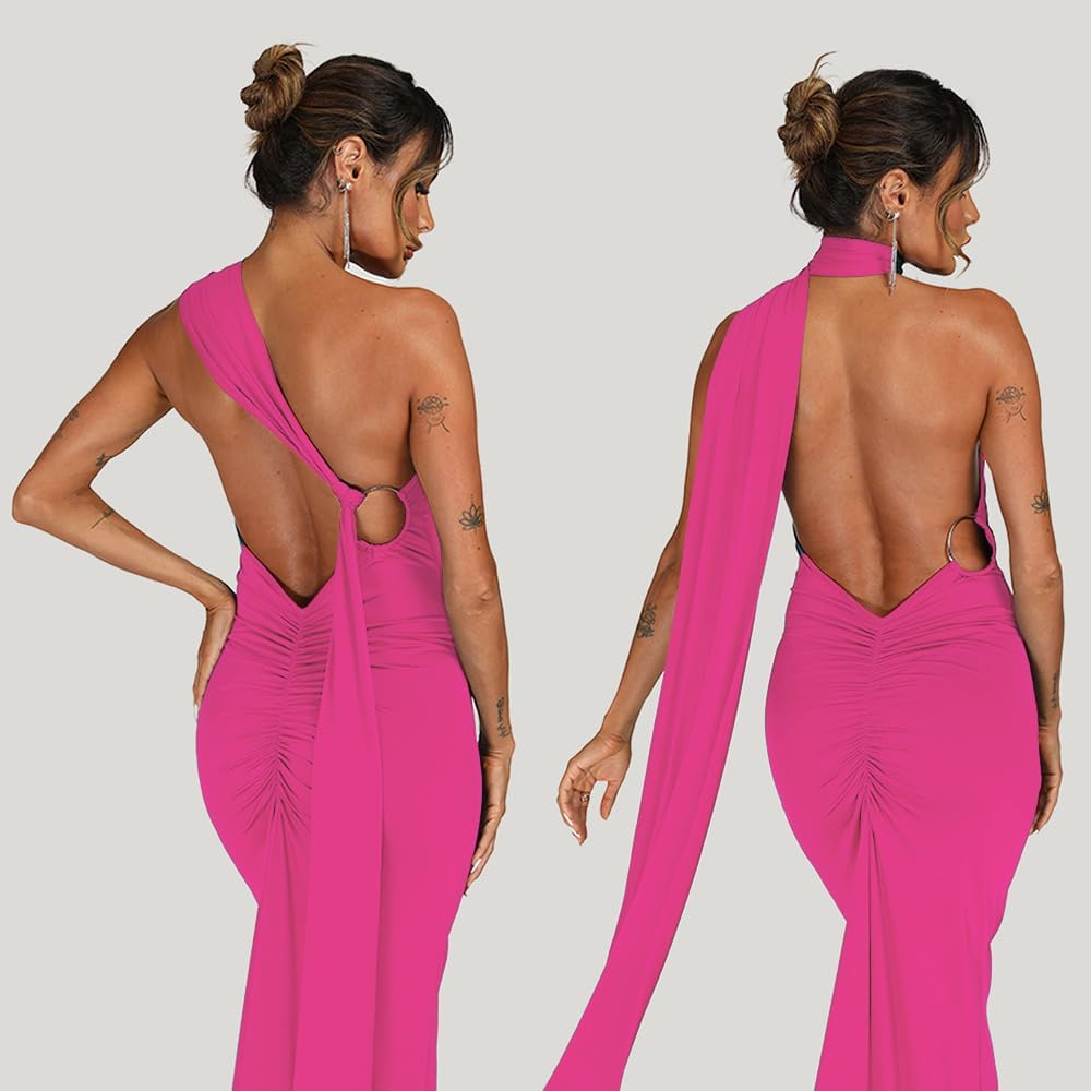 Women Sexy Backless Dress Bodycon Sleeveless Open Back Maxi Dress Formal Cocktail Wedding Guest