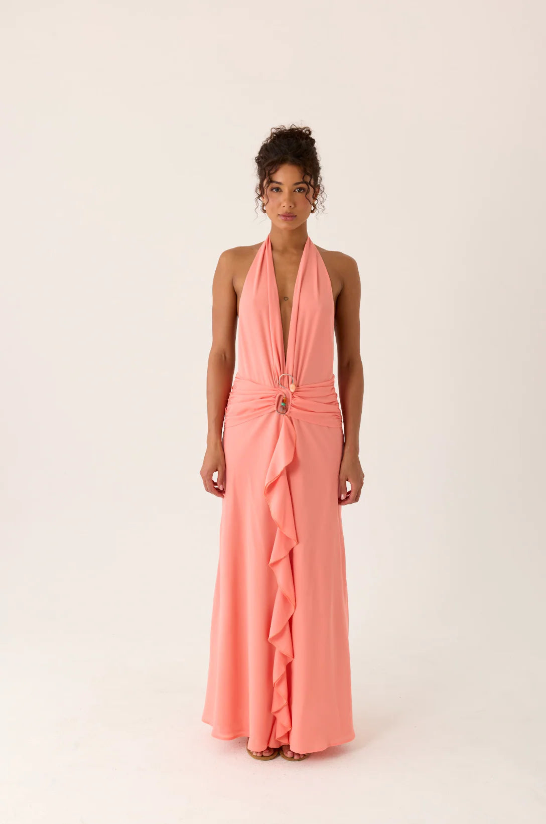 Attina Halter Maxi Dress Coral