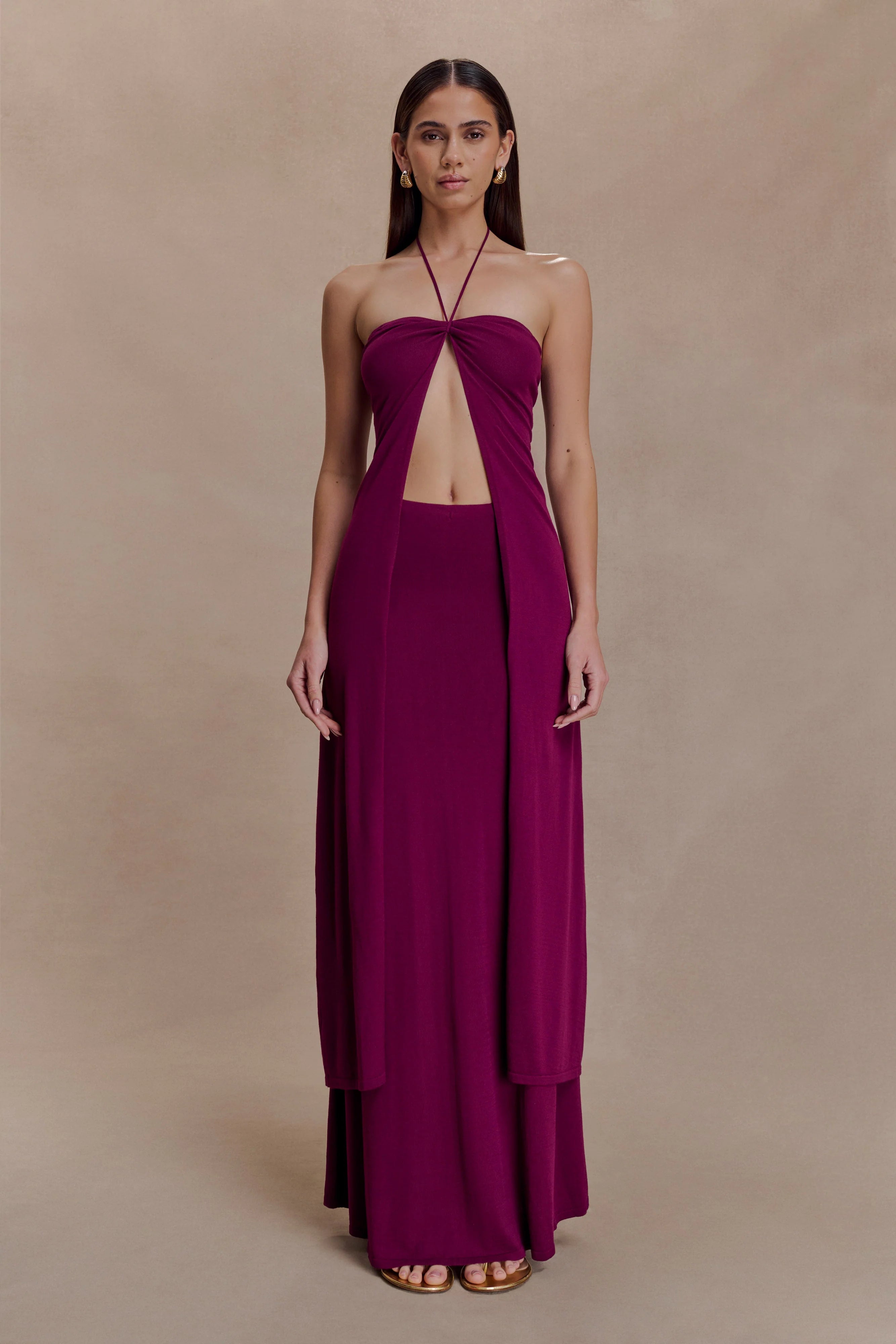Marimae Long Knit Top Plum