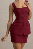 Maci Berry Tailored Square Neck Mini Dress