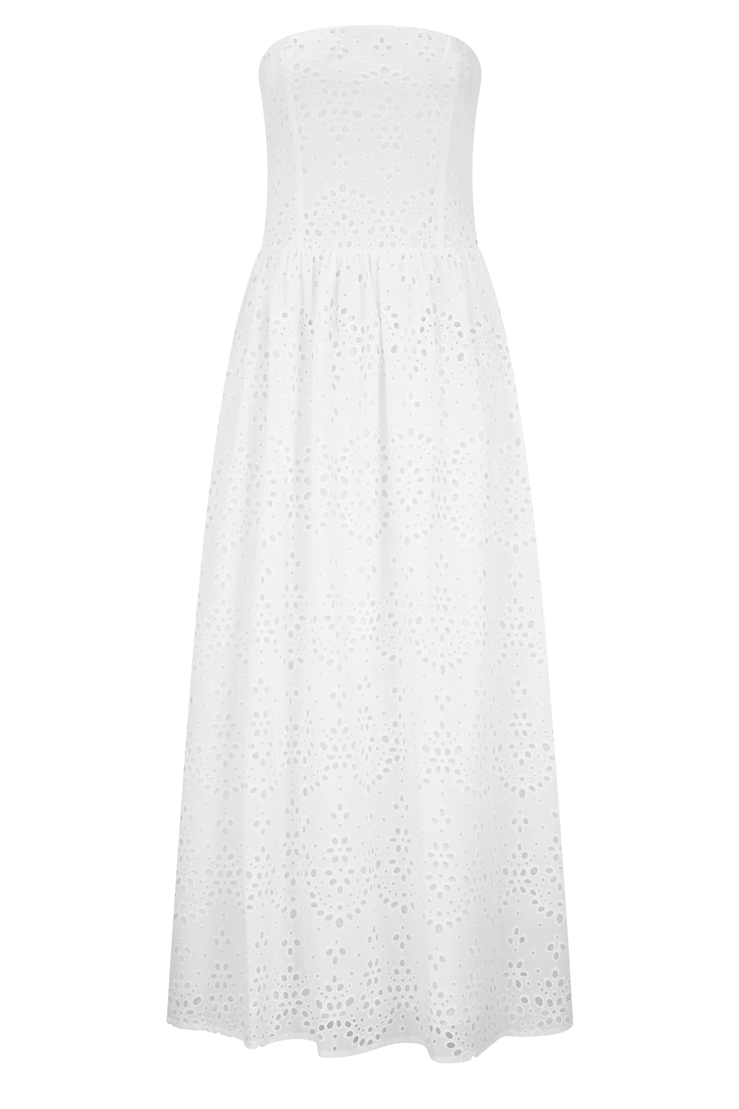 Maureen Broderie Strapless Maxi Dress White