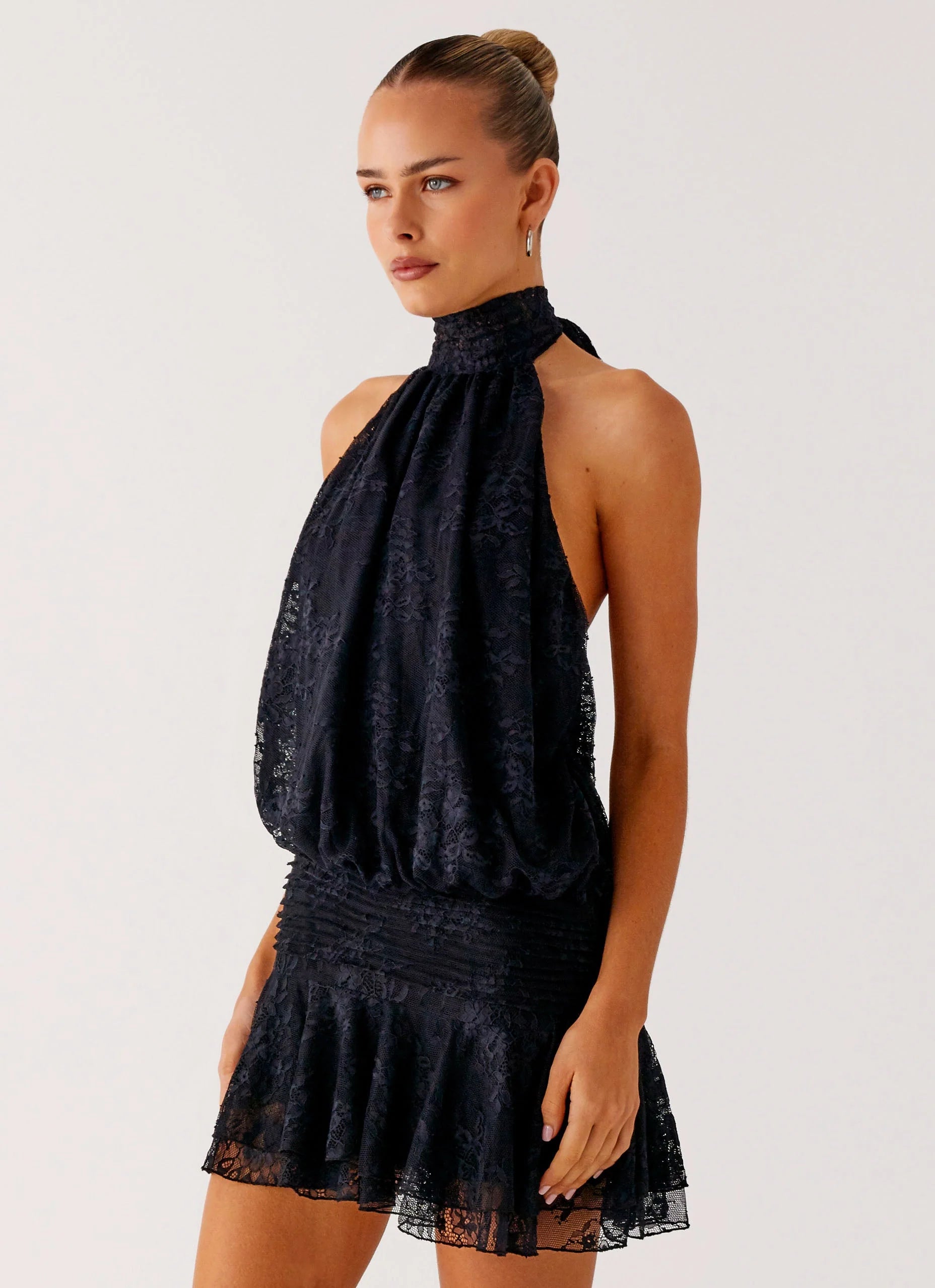 Willow Lace Mini Dress Black Lace