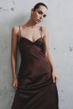 Lilly Sweetheart Satin Maxi Dress Dark Chocolate