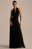 Verity Black Cowl Neck Maxi Dress With Sheer Skirt