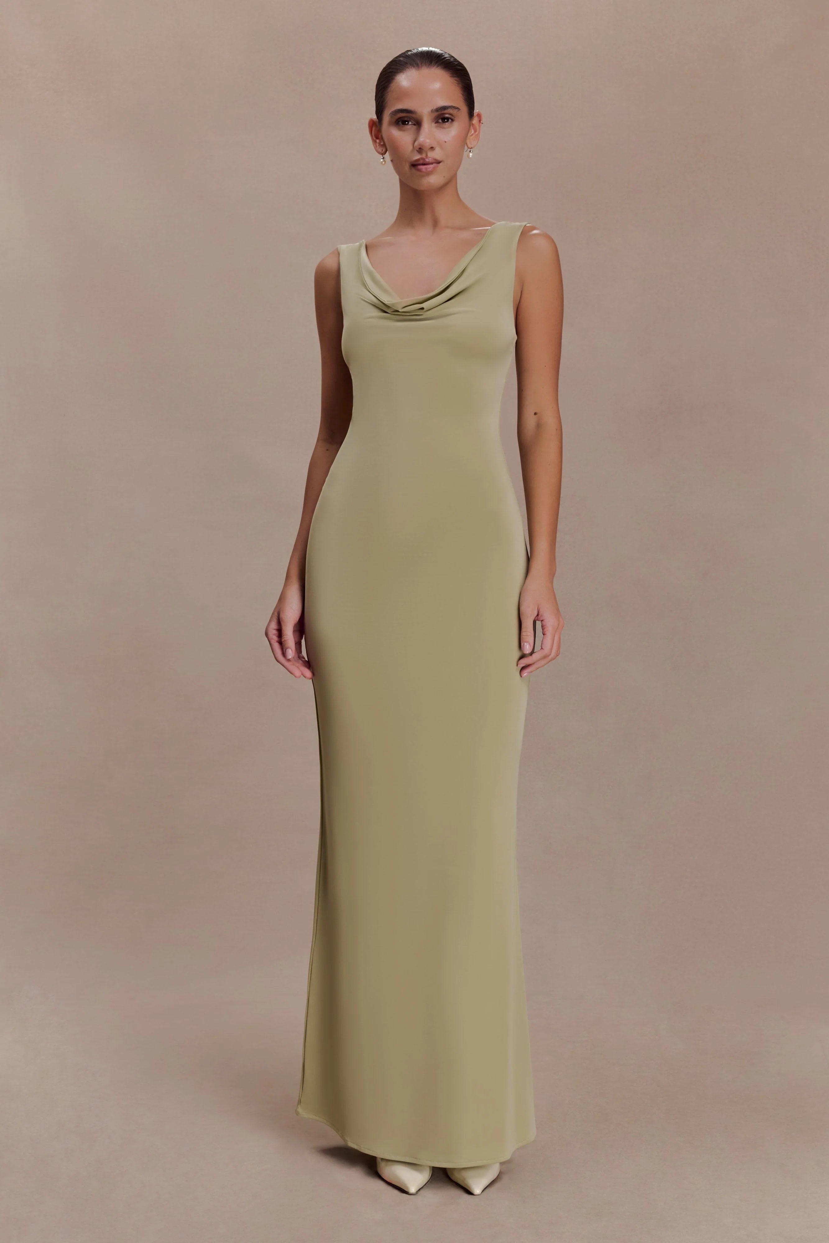 Marta Slinky Cowl Maxi Dress Sage