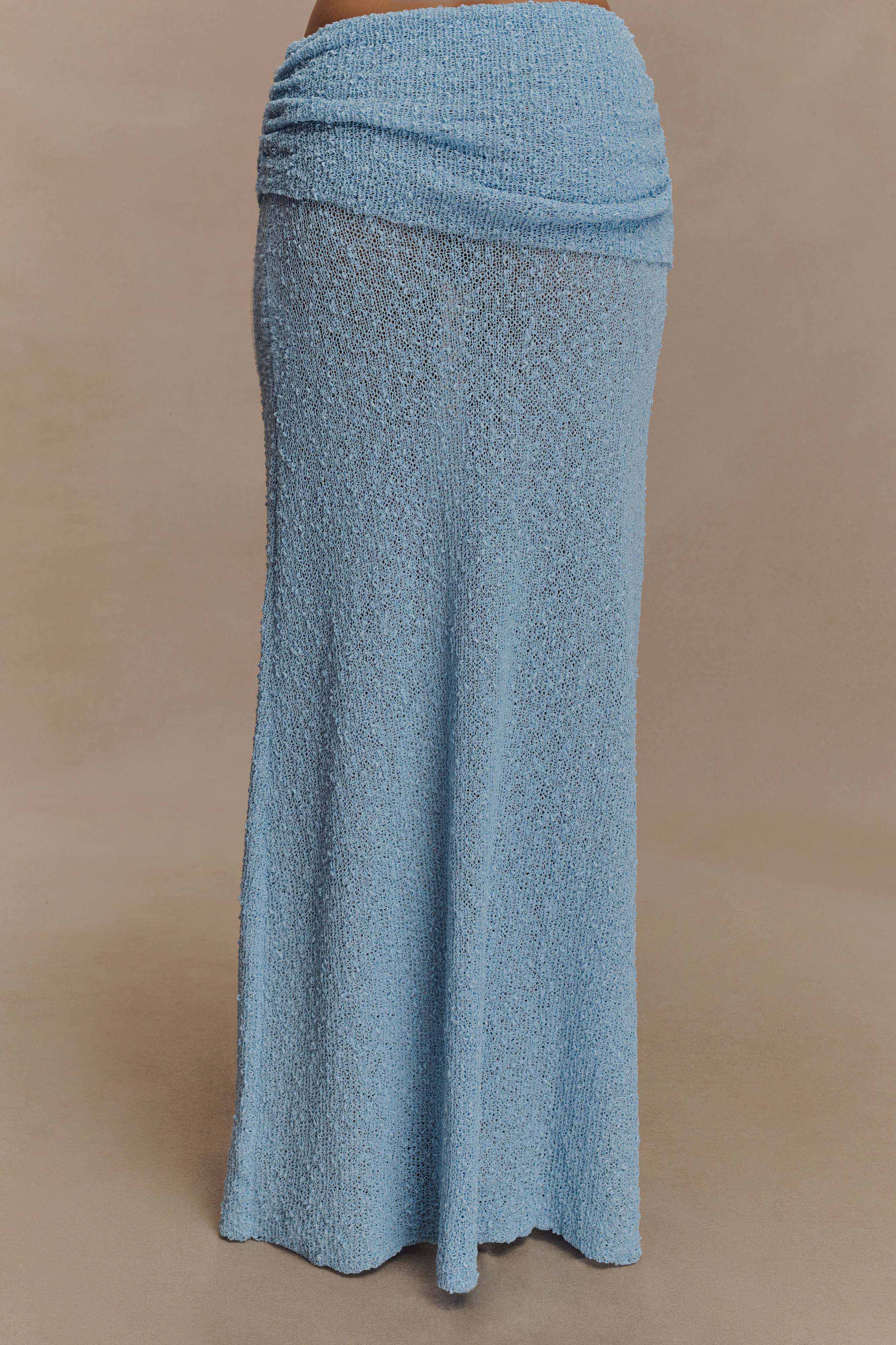 Petra Ruched Knit Maxi Skirt Light Blue