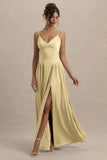 Jonas Lemon Plunge Neck Maxi Dress With Cami Straps