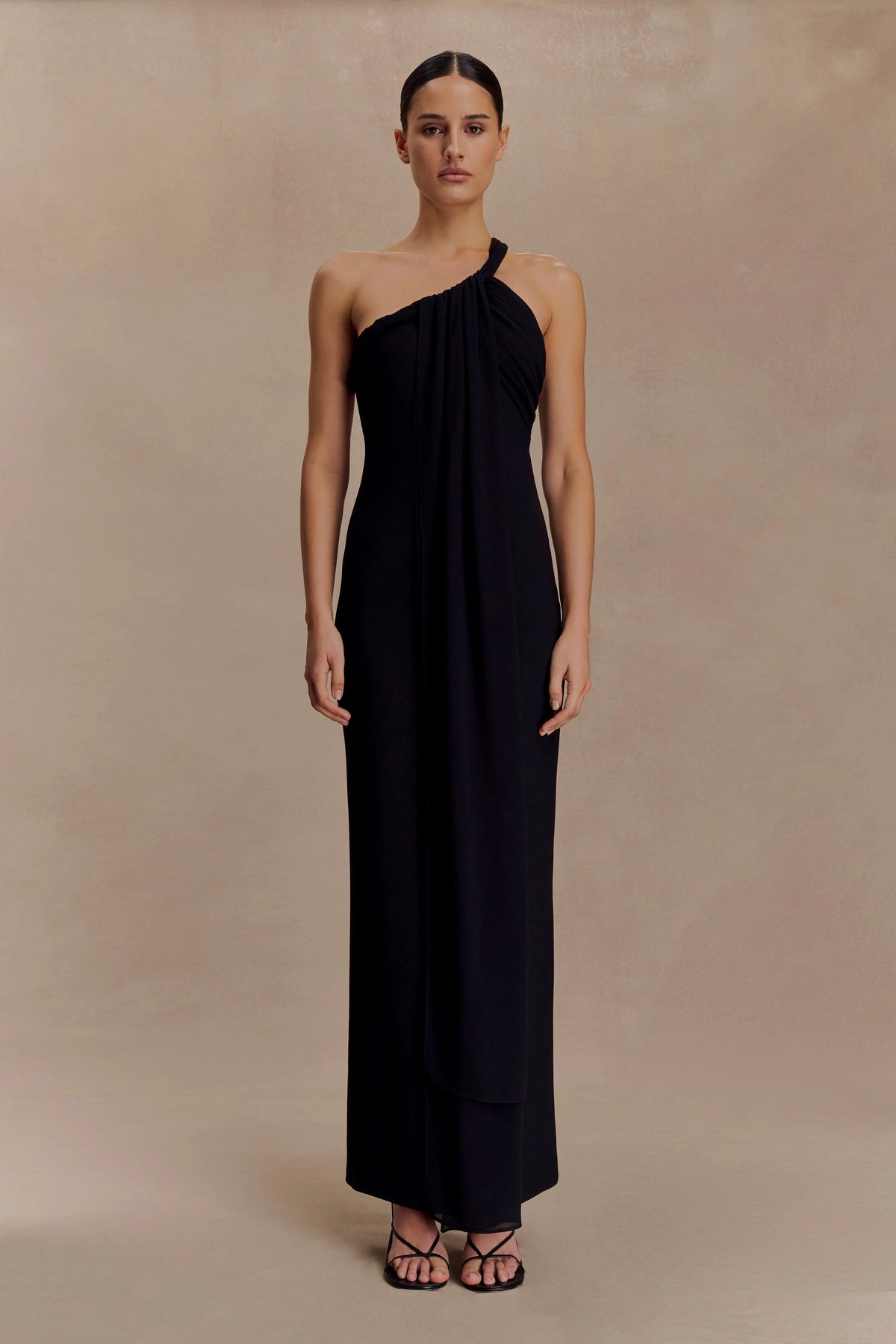 Philippa Knotted Crepe Maxi Dress Black