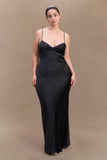 Lilly Sweetheart Satin Maxi Dress Black