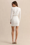 Ciela White Extreme Plunge Neck Mini Dress
