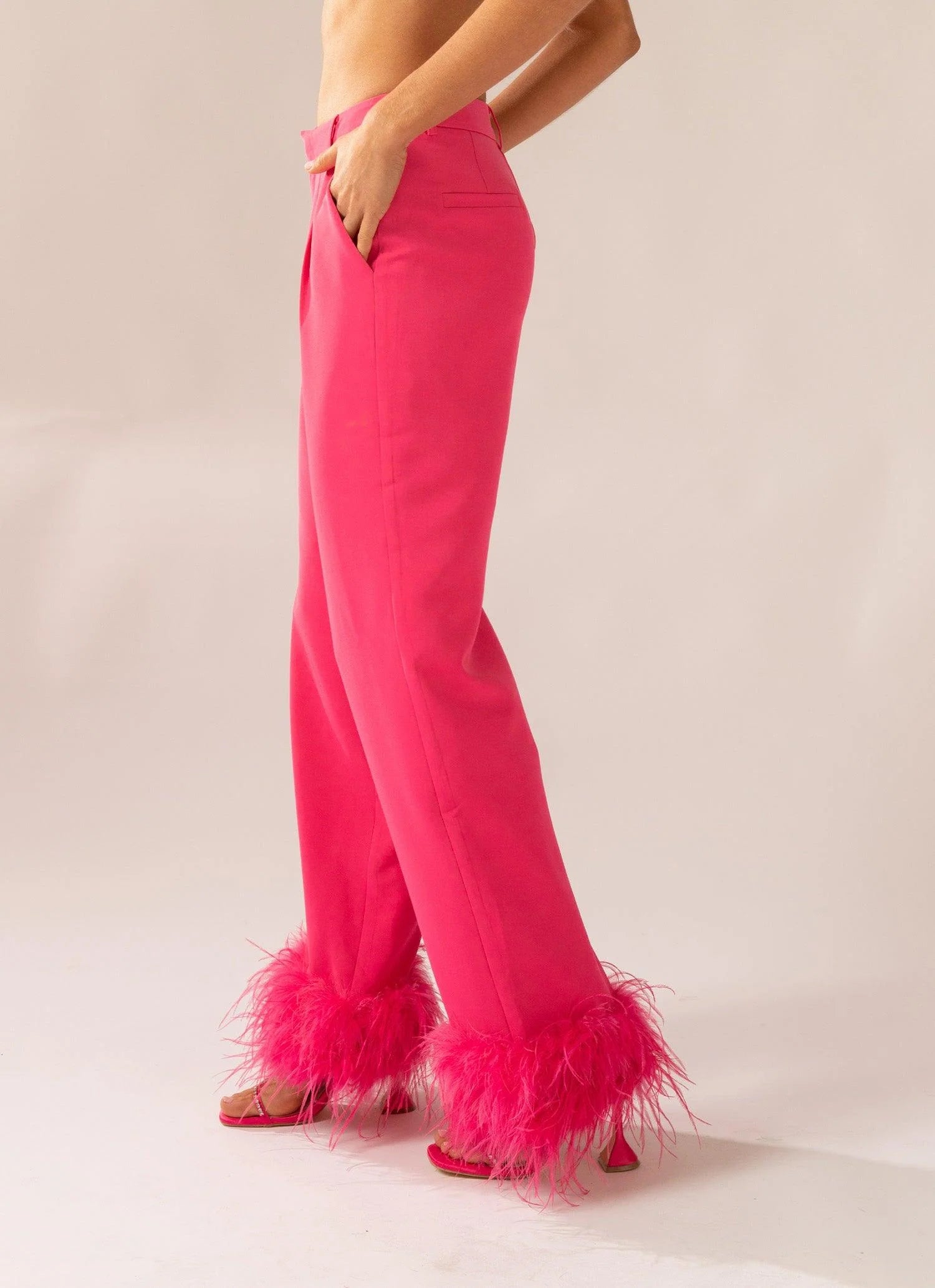 Shake It Off Feather Pants Magenta