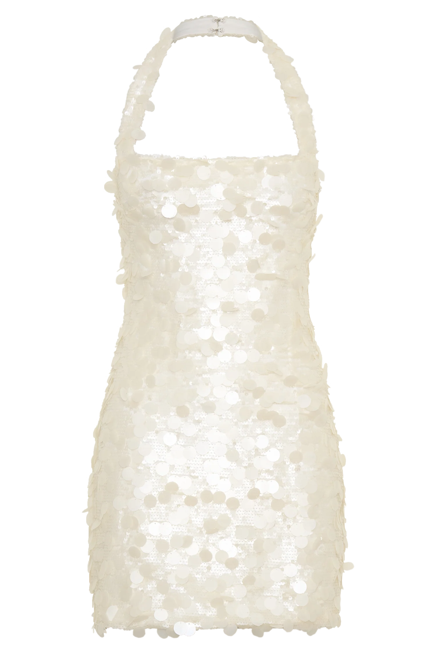 Caralee Sequin Halter Mini Dress Ivory