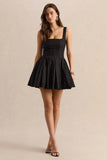 Brioria Black Square Neck Skater Mini Dress