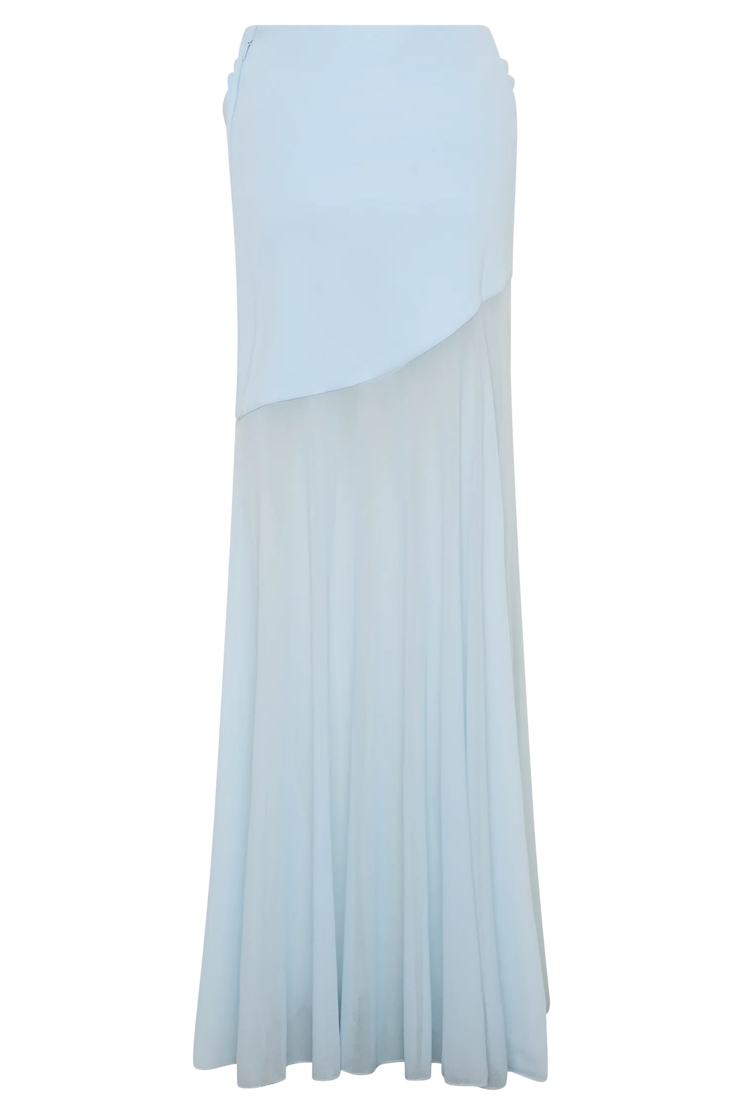 Portia Scuba And Mesh Maxi Skirt Pale Blue