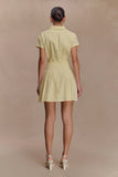 Aysha Buttoned Linen Mini Dress Lemon