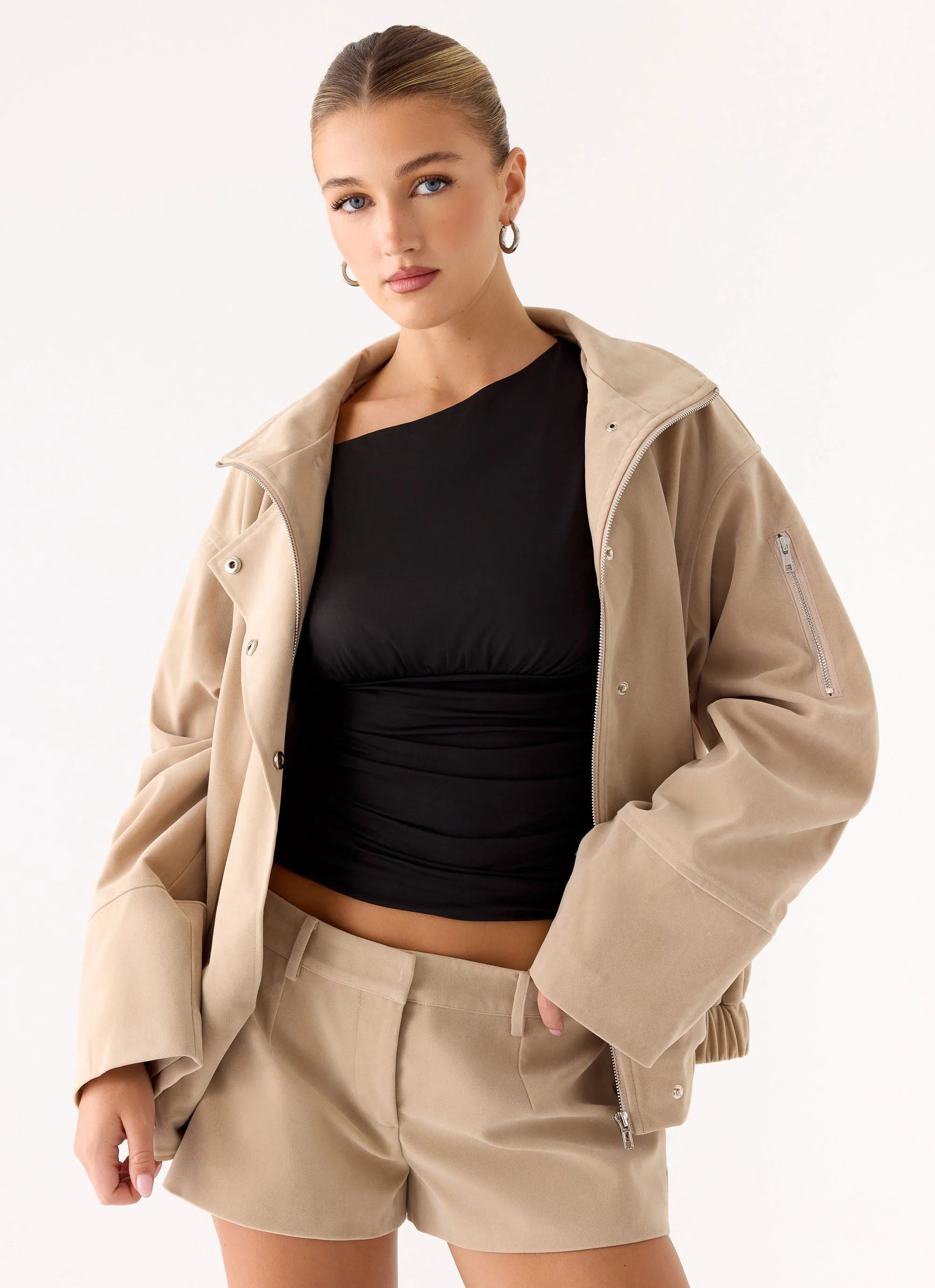 Marlow Faux Suede Jacket Cream