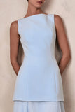 Hadley Powder Blue Boat Neck Maxi Dress With Drop Waist
