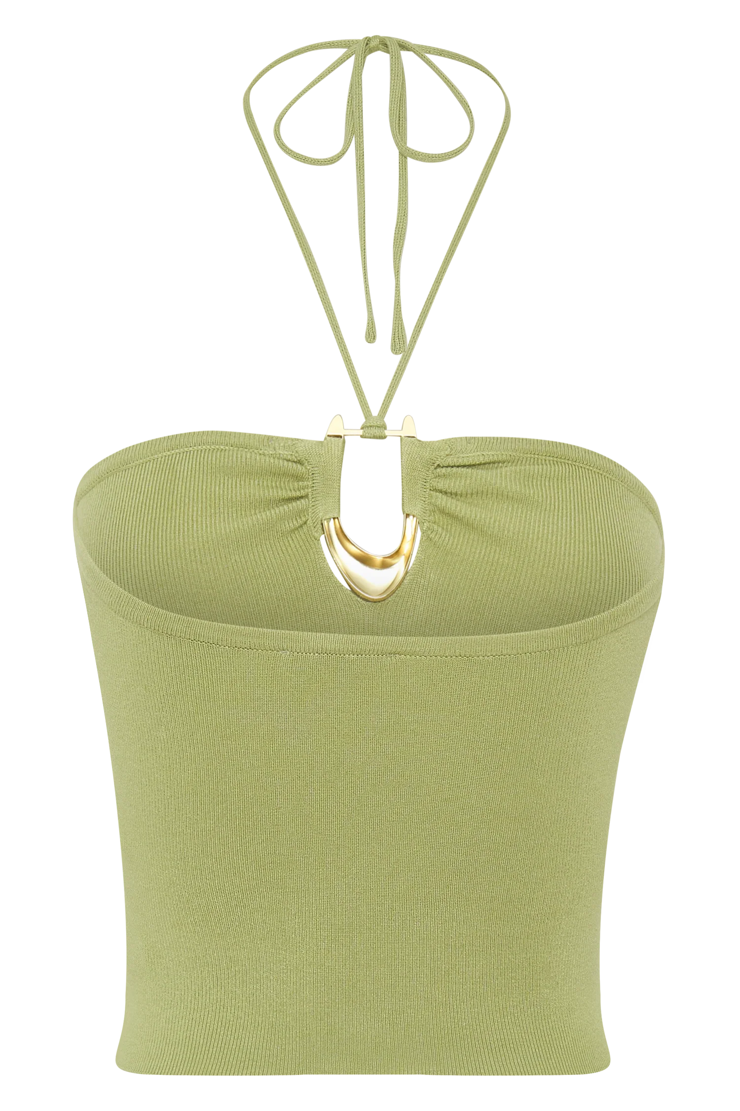 Dimitri Knit Halter Top With Hardware Light Olive