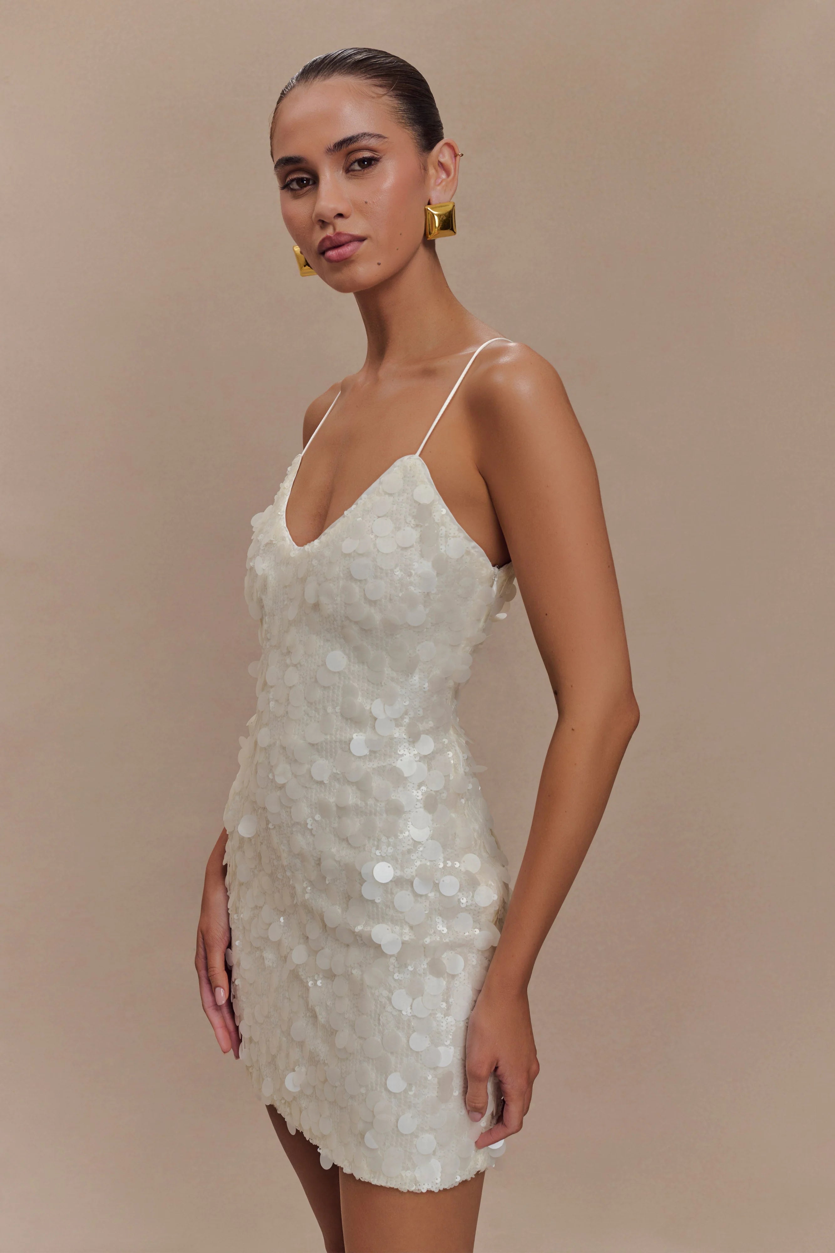 Romilly Sequin Mini Dress Ivory