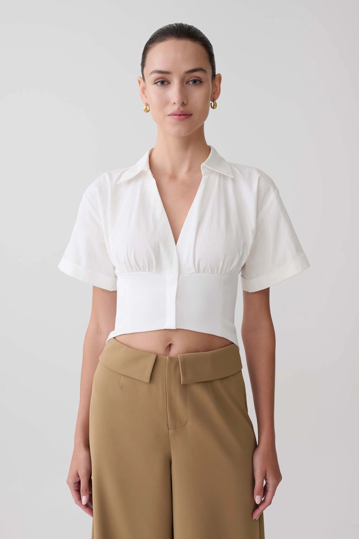 Noelia Tie Back Short Sleeve Shirt White