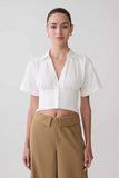 Noelia Tie Back Short Sleeve Shirt White