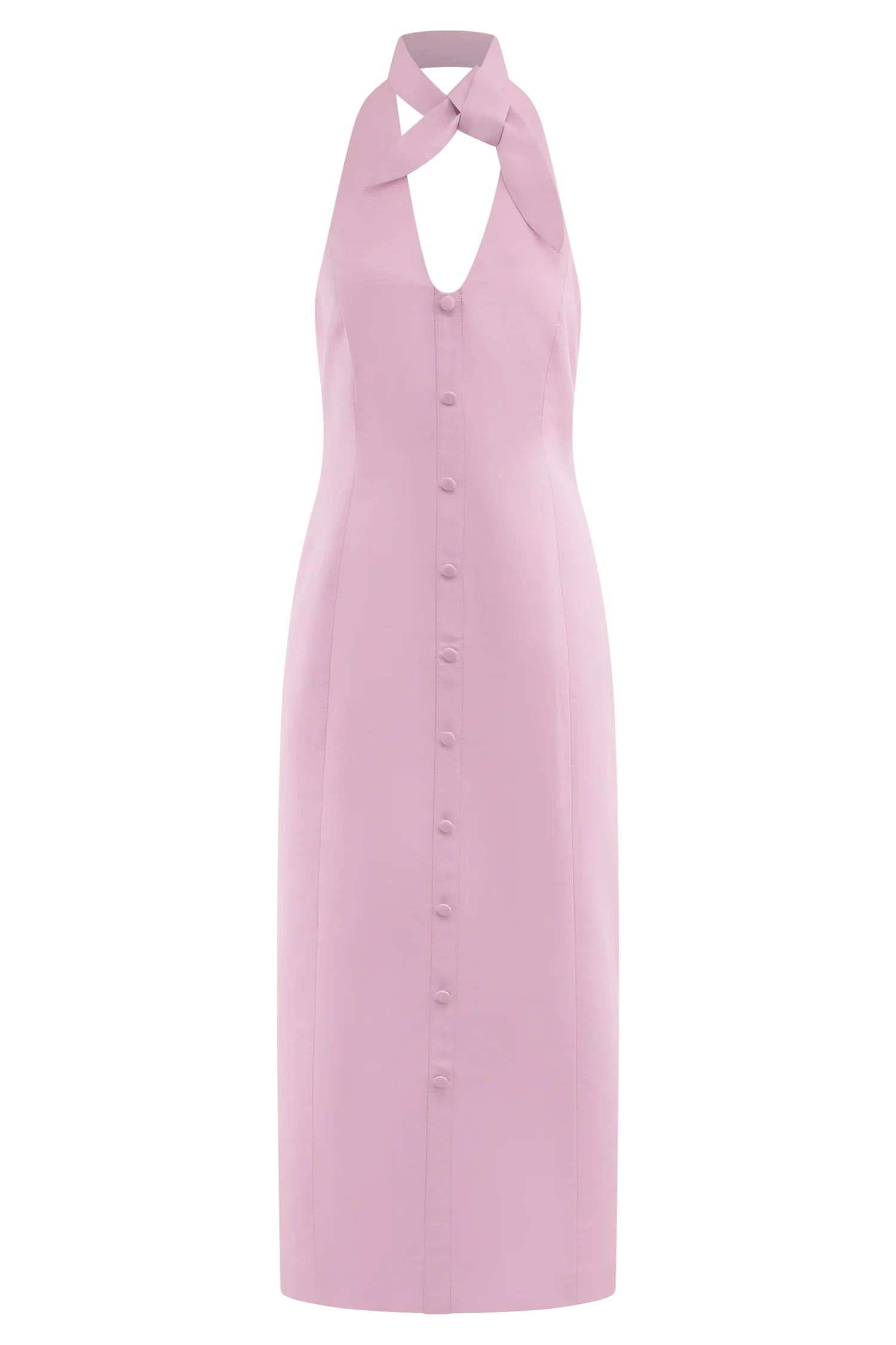 Simona Halter Neck Midi Dress Blush Pink