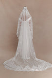 Cassia Lace Trim Veil White