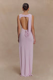 Henley Slinky Drape Maxi Dress Baby Pink