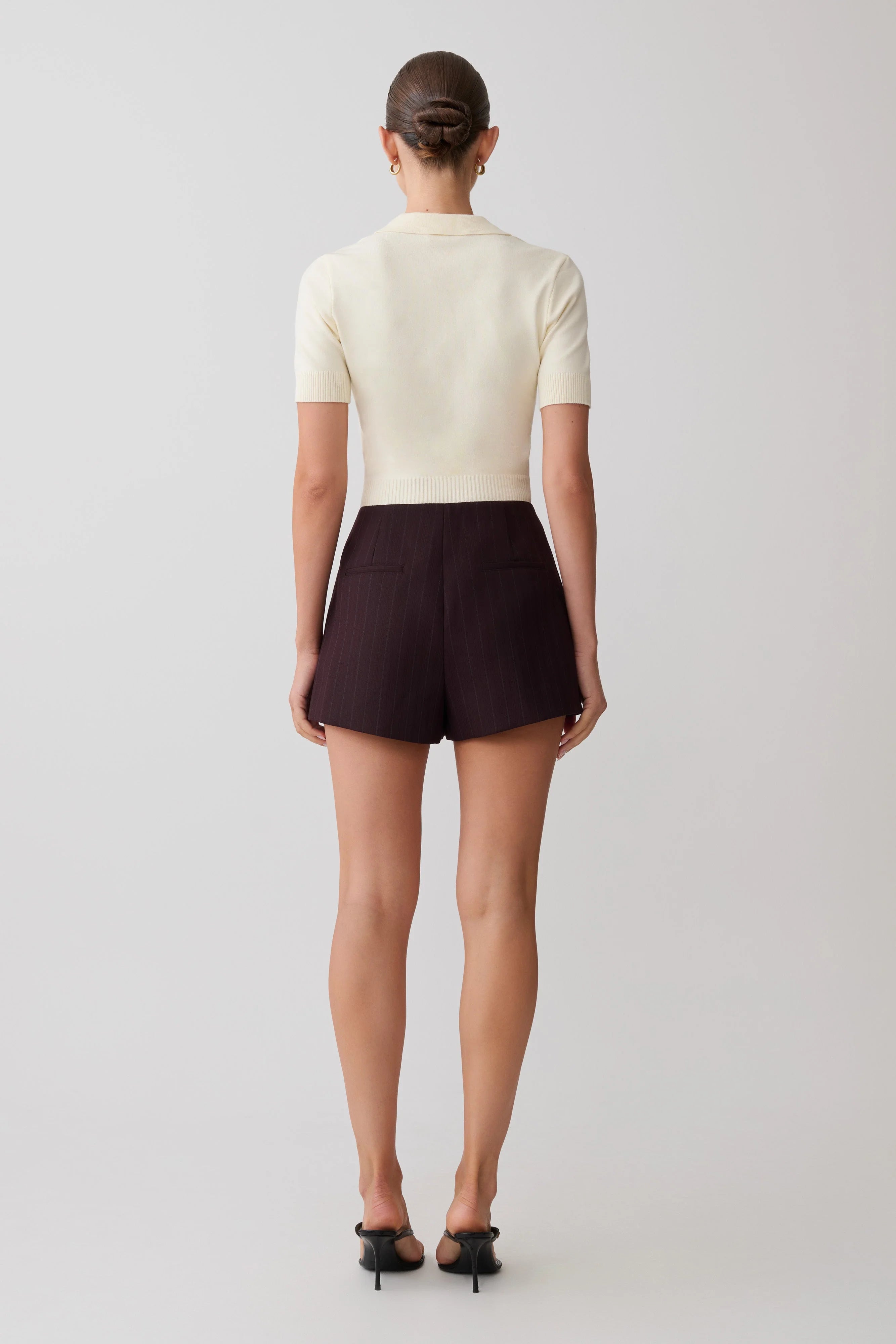 Agatha Suiting Shorts Plum Pinstripe