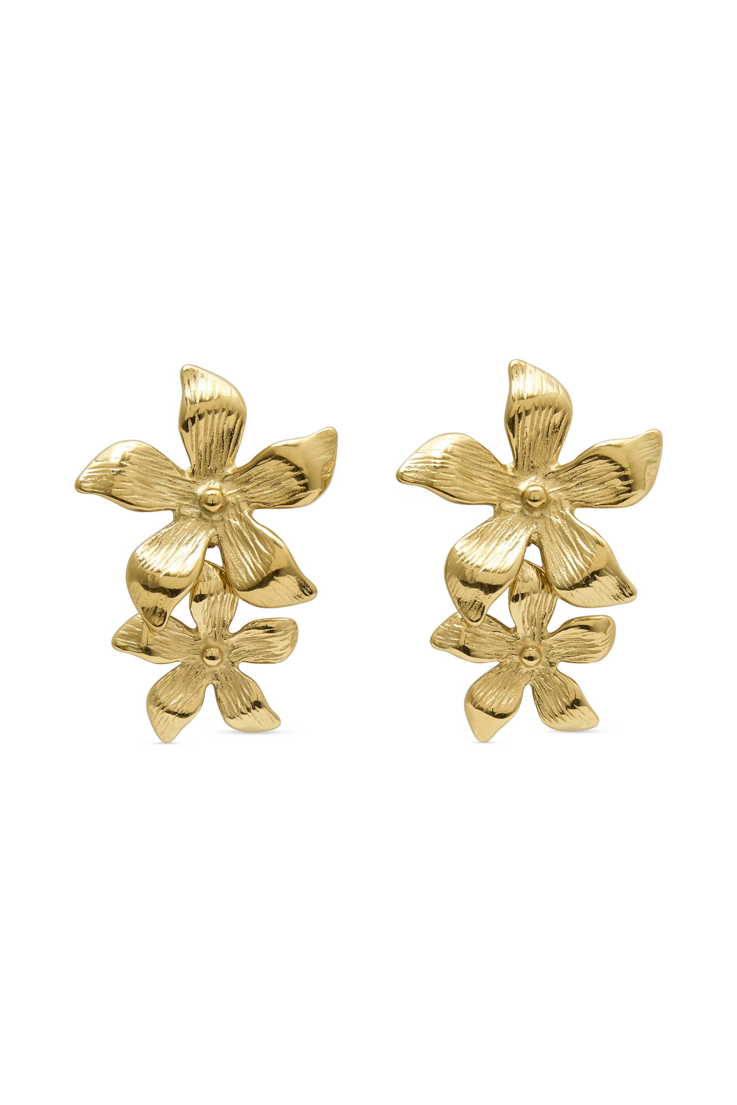 Infatuated Drop Flower Earrings Gold