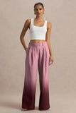 Safia Cherry Ombre Satin Wide Leg Trousers