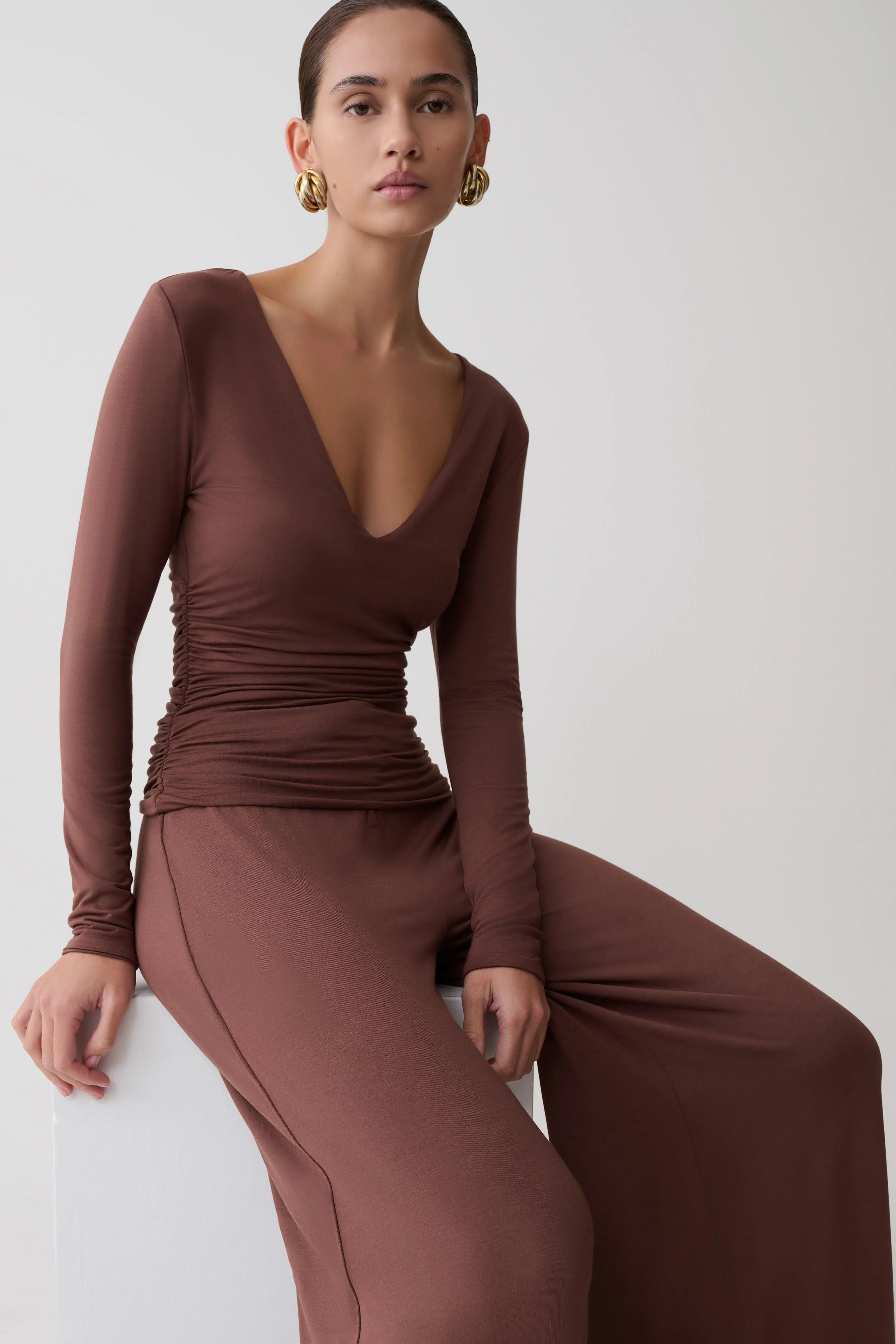 Sari Long Sleeve Modal Top Chocolate